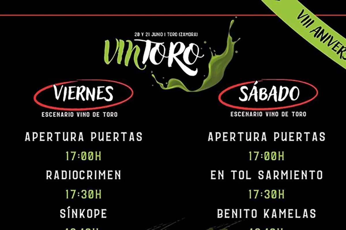 Horarios de la octava edición del festival Vintoro